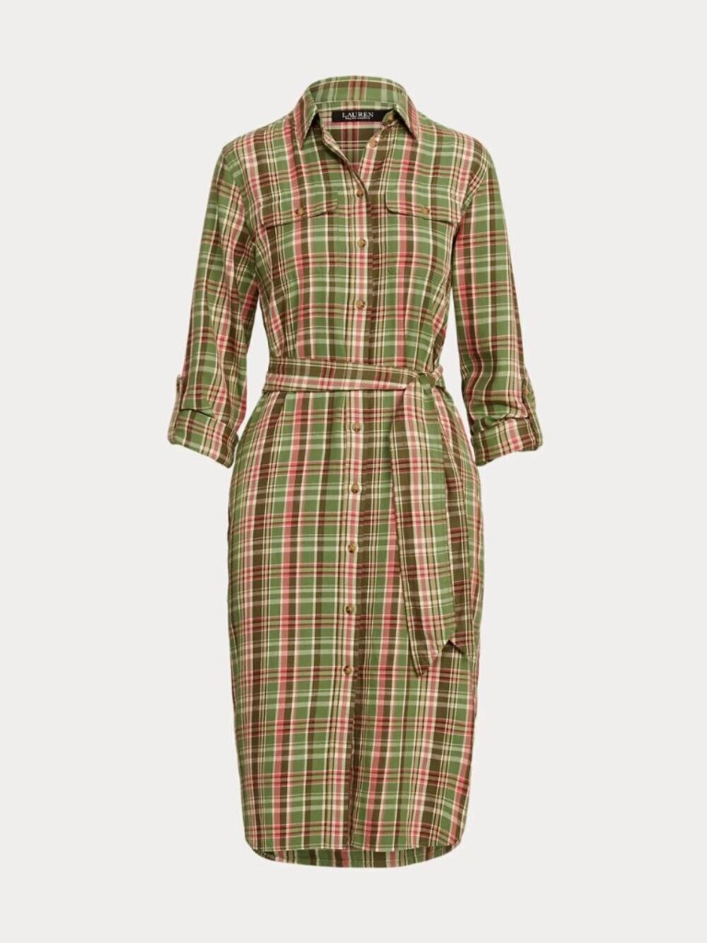NEW Lauren Ralph Lauren Women's 8P Plaid Cotton Belted Shirtdress NWT $145